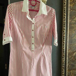 VTG Lacoste Polo-Style Shirt Dress, Small Striped